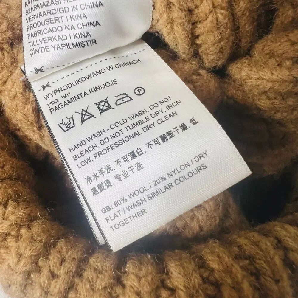 Superdry Brown Winter Beanie Hat Wool Nylon One Size Unisex